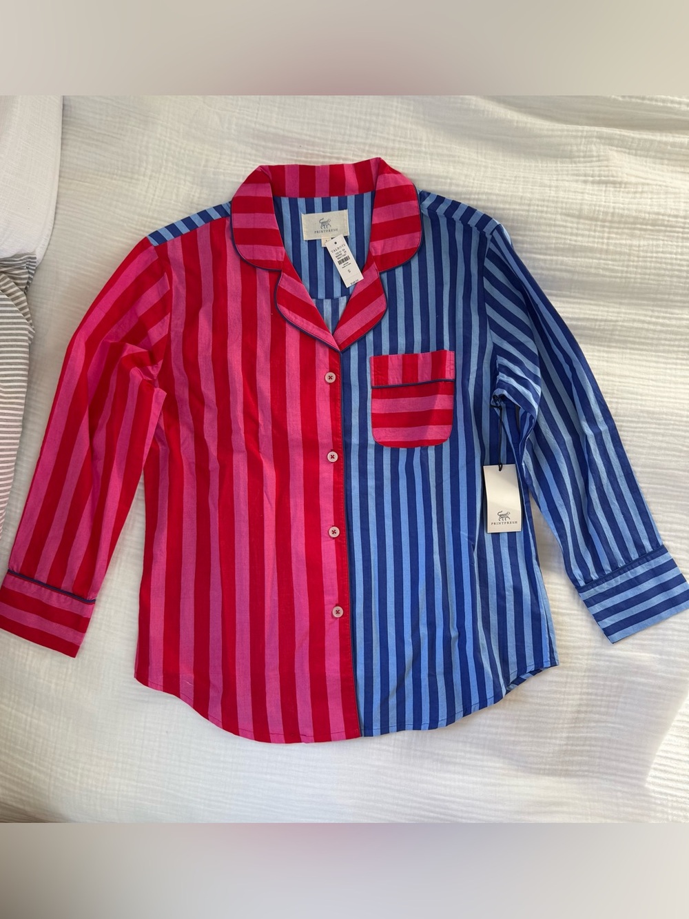 Print Fresh Pajama Top Only S striped colorblock